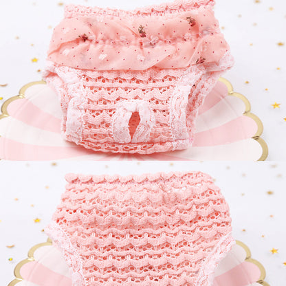 Drawstring Female Dog Diaper with Hollow Out Design Durable Reusable Adjustable Long Lasting Water Absorption for Dogs WWO66