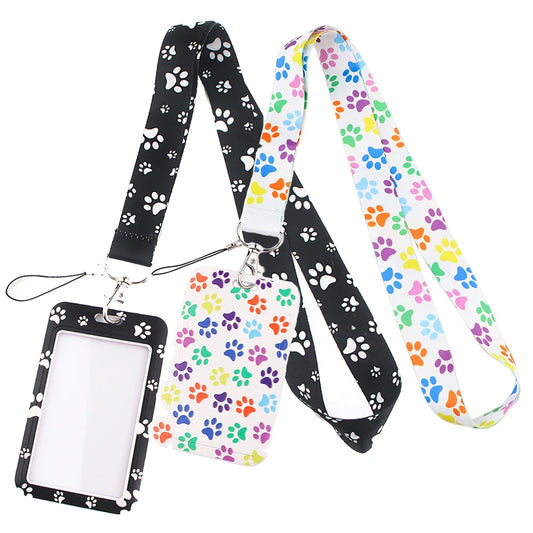 DZ1404 Dog Paw Print Lanyards for Key Neck Strap lanyard card ID Holder Gym Key Chain Key Badge Holder DIY Hang Rope Key Rings