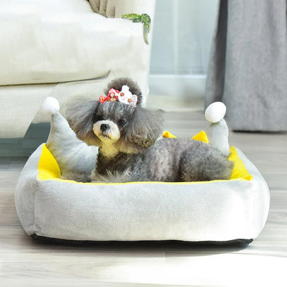 Winter Warm Puppy Dog Cat Sofa Bed Luxurious Crown Dog Priness Beds for Small Dogs Chihuahua Poodle Cussion Mascotas Products