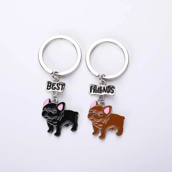 Jewelry French Bulldog Keychain Key Rings For Women Men Metal Pet Dog Pendant Bag Charm Car Key Chains lovely Keyring gifts