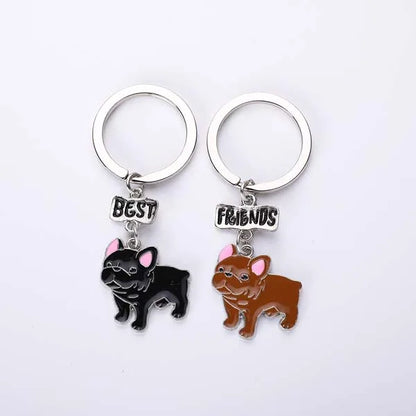 Jewelry French Bulldog Keychain Key Rings For Women Men Metal Pet Dog Pendant Bag Charm Car Key Chains lovely Keyring gifts