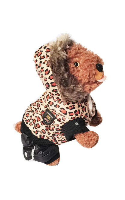 Leopard Pattern Thick Warm Pet Dog Winter Coat, Hoodies, Jumpsuit, Clothing for Small Puppy