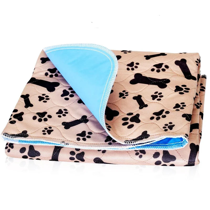 ZK20 Reusable Pet Urine Pad Washable Dog Cat Diaper Mat 3 Layer Absorbent Dogs Diapers Pads Bone Paw Print For Sofa Bed Floor