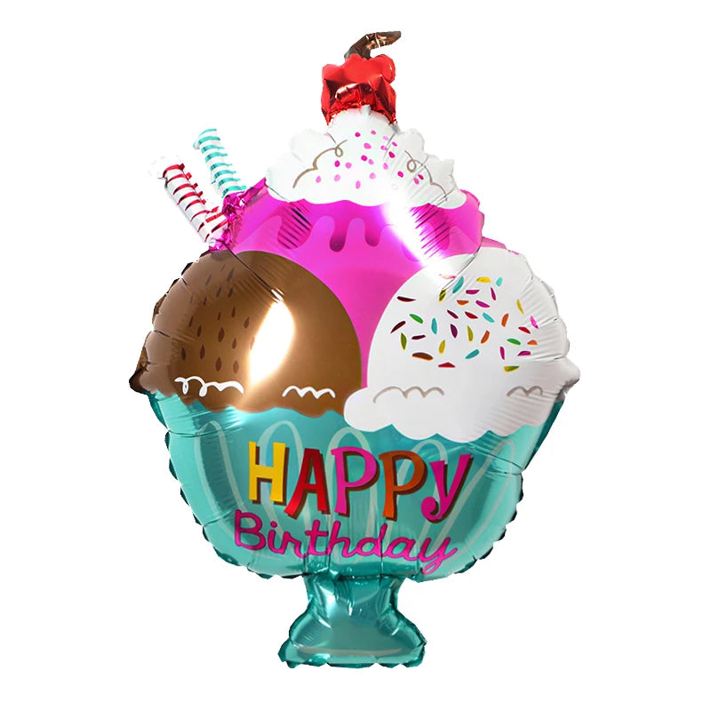 7 Piece Set Donut Ice Cream Five-Pointed Star Aluminum Mold Candy Confetti Balloon Baby Shower Girl Birthday Party Decoration