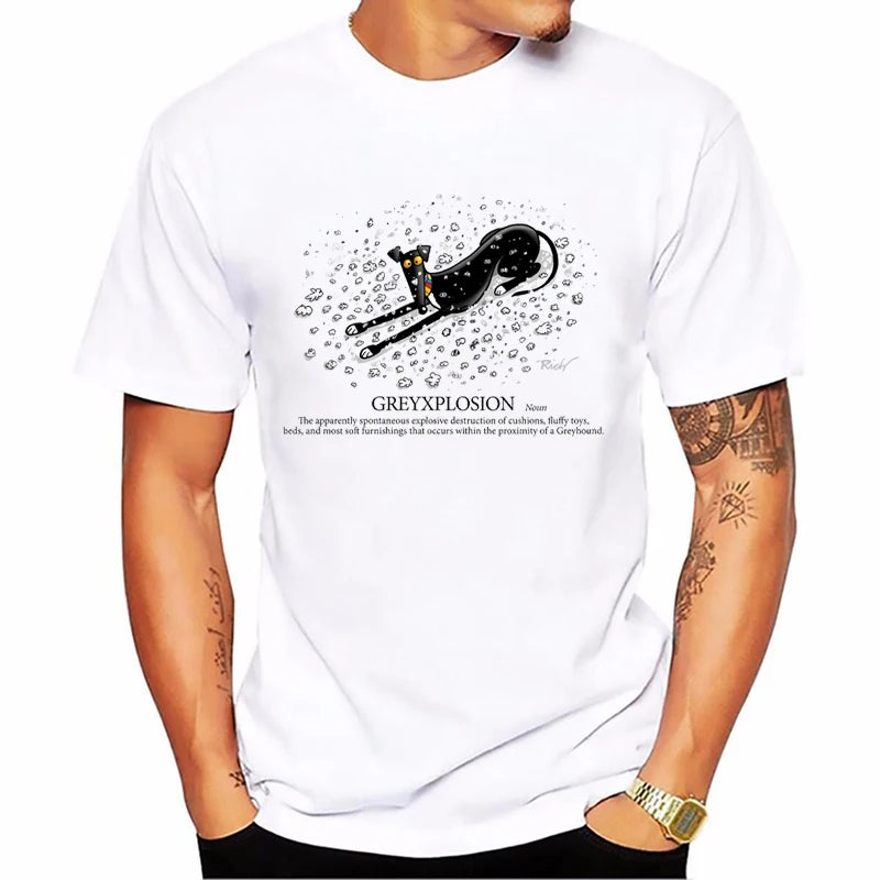 the BRINDLE - Brindle Greyhound Animal Print T-Shirt, Men Dog Lovers Funny T-Shirts, Homme Harajuku Shirt Summer Tops, White T-Shirt Streetwear