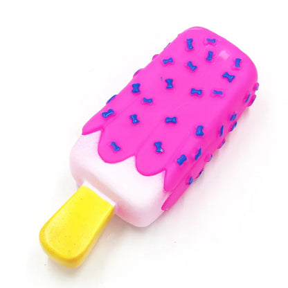 Cleaning Teeth Dog Chewing Toy Ice Cream Squeak Rubber Pet Dog Puppy Playing Pet Toy for Dogs Squeaker Dogs Squeaky Sound Toys