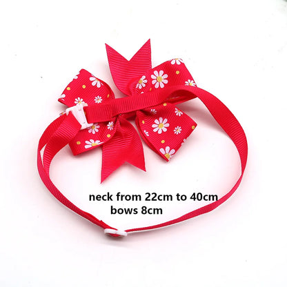 the FLOWER DOGGY BOWTIE - 10PCS Pet Dog Bow Tie, Necktie Spring Flower Bowknot, Cat/Dog Bowties, Necktie Adjustable Dog Collar, Pet Grooming Dog Accessories