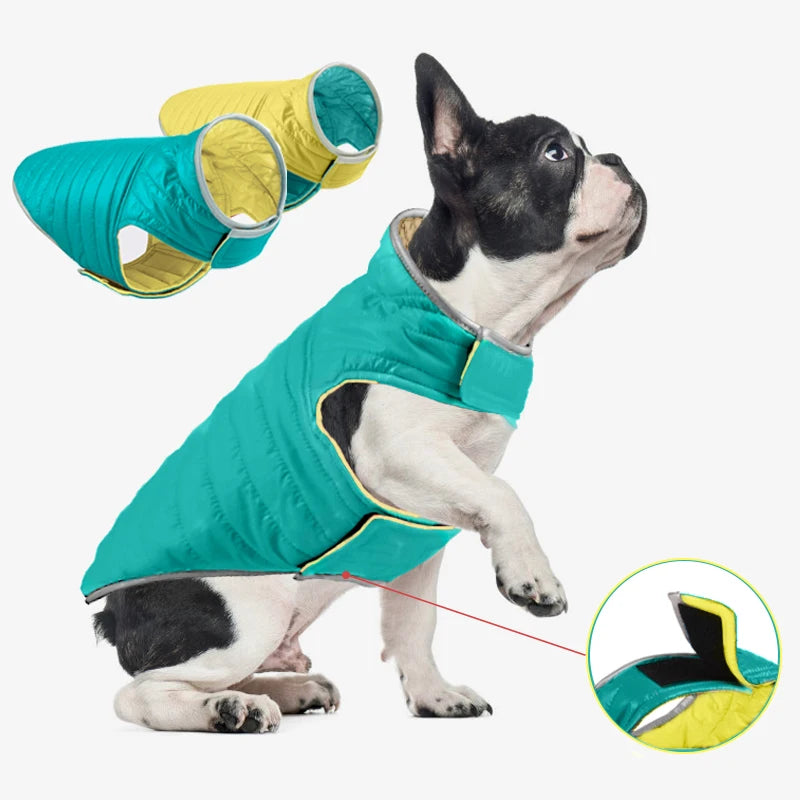 Winter Reversible Dog Light Down Jacket for Small Medium Dogs Pets Clothes Waterproof  French Bulldog Coat Mascotas abrigo perro