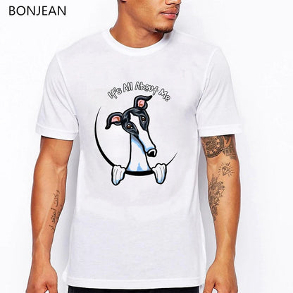 the BRINDLE - Brindle Greyhound Animal Print T-Shirt, Men Dog Lovers Funny T-Shirts, Homme Harajuku Shirt Summer Tops, White T-Shirt Streetwear