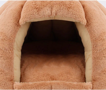 Winter Dog Bed Kennel Small Medium Semi-closed Yurt Rabbit Plush Warm Cat Pet Kennel