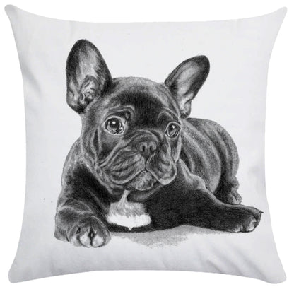 French Bulldog Dog Cushion Covers Dog Painting Pillowcase Decorative Pillow Covers Bedroom Sofa Home Decoration 45X45cm Car Seat