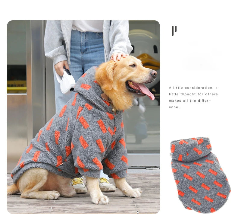 the BIG BEAR WOOL JACKET - HOOPET 3XL-7XL Winter Thick Big Dog Clothes, Lamb's Wool Jacket for Medium/Large Dogs, Windproof Coat, Pet Accessories