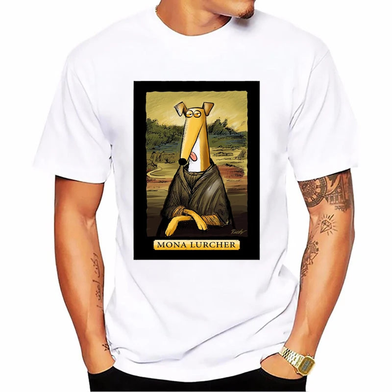 the BRINDLE - Brindle Greyhound Animal Print T-Shirt, Men Dog Lovers Funny T-Shirts, Homme Harajuku Shirt Summer Tops, White T-Shirt Streetwear