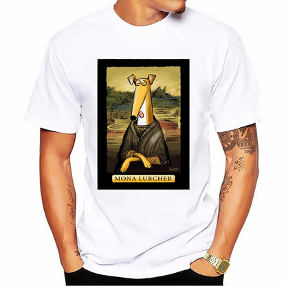 the BRINDLE - Brindle Greyhound Animal Print T-Shirt, Men Dog Lovers Funny T-Shirts, Homme Harajuku Shirt Summer Tops, White T-Shirt Streetwear