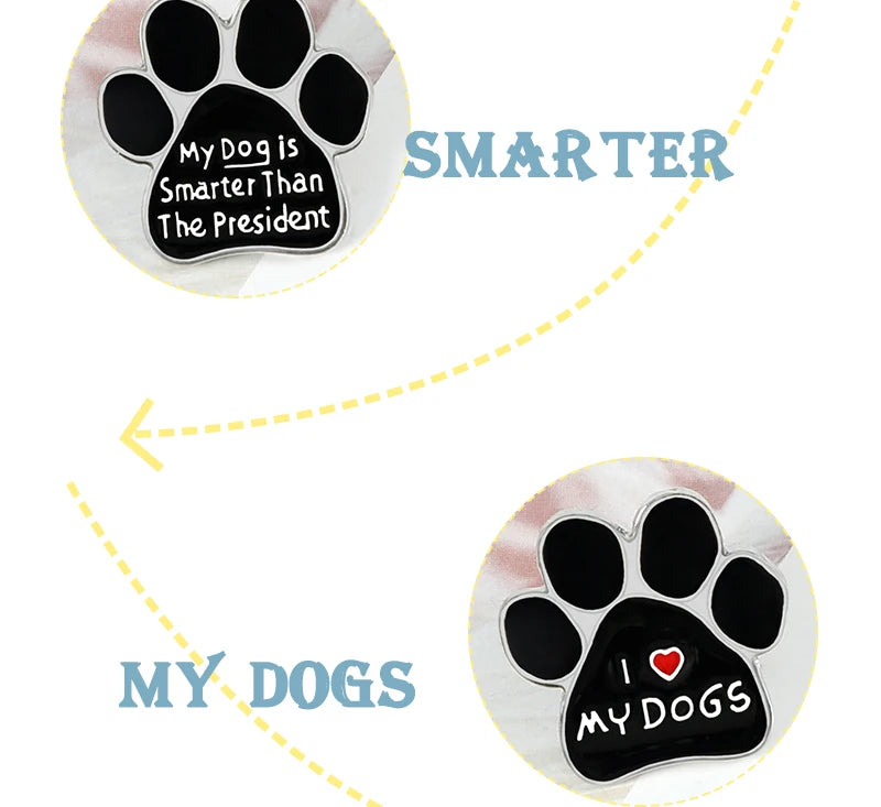 I LOVE MY DOGS Paw Brooch Rescued Puppy Pet Cartoon Animal Enamel Pins BackPack Jackets Metal Lapel Pin Cute Badge Jewelry Gift