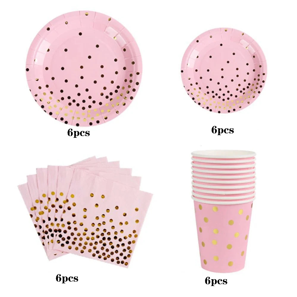 Candy Pink Theme Disposable party tableware Pastel Balloon Garland Kit Arch Baby Shower Party Supplies Girl Birthday DIY Decor