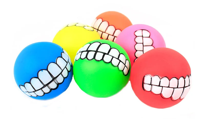 1pc Rubber Dog Toys Squeaky Cleaning Tooth Dog Chew Toy Small Puppy Toys Ball Bite Resistant Pet Supplies Petshop Diameter 7cm