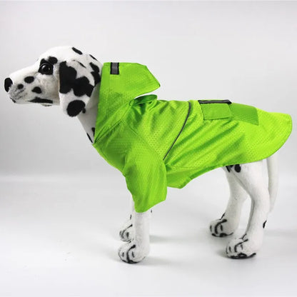 the NEON DOGGY - S-XL Creativity Pets Clothes, Hooded Raincoats Reflective Strip Dogs Raincoats, Waterproof Outdoor Breathable Net Yarn Jackets