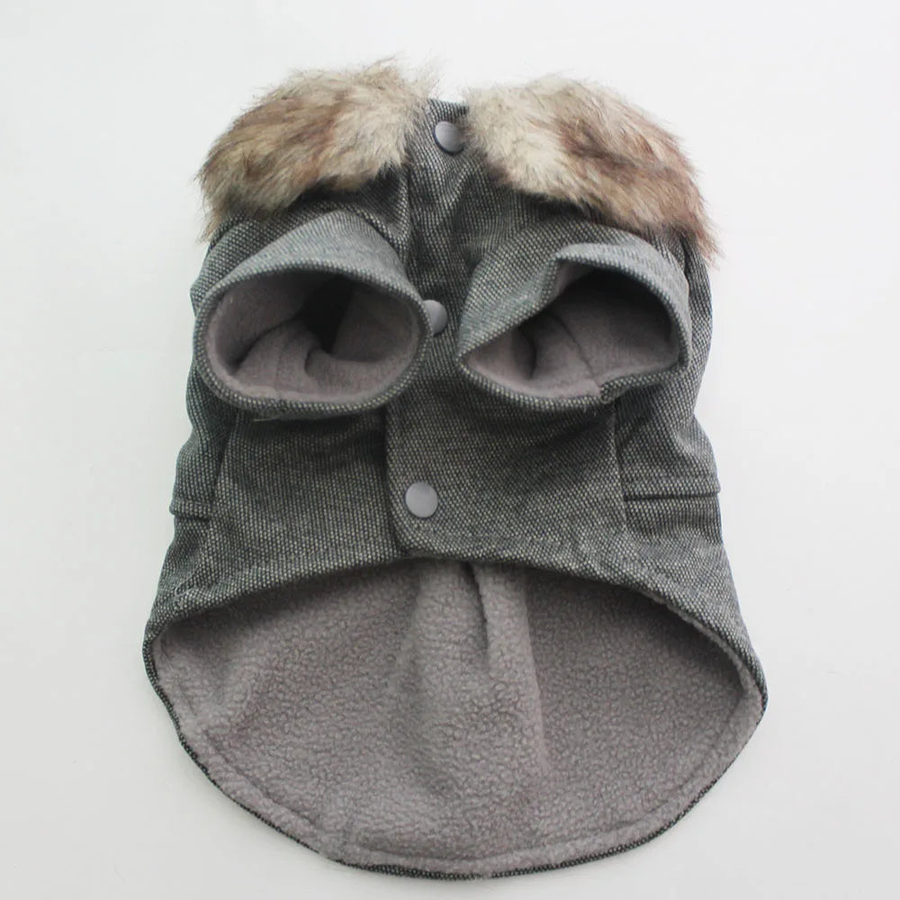 Boy Dog Cat Suit Coat Hoodie Pet Puppy Coat Jacket Fur Collar Windbreaker Clothes Apperal 5 sizes