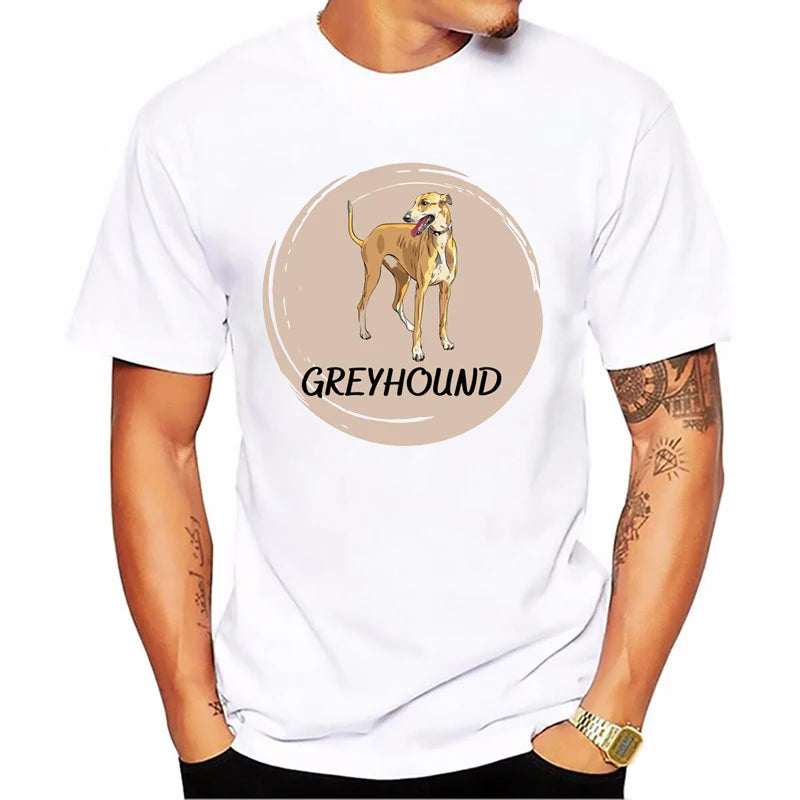 the BRINDLE - Brindle Greyhound Animal Print T-Shirt, Men Dog Lovers Funny T-Shirts, Homme Harajuku Shirt Summer Tops, White T-Shirt Streetwear