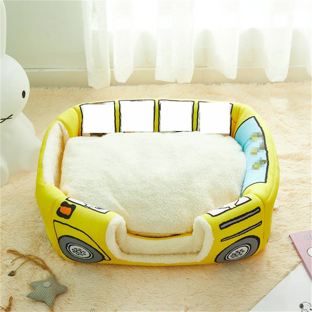 the DOG BUS - Foldable Pet House 2-in-1 Bed for Cat and Small Dogs, Warm Puppy Pads Removable Sofa, Washable Sleeping Kennel, Nest Products Winter