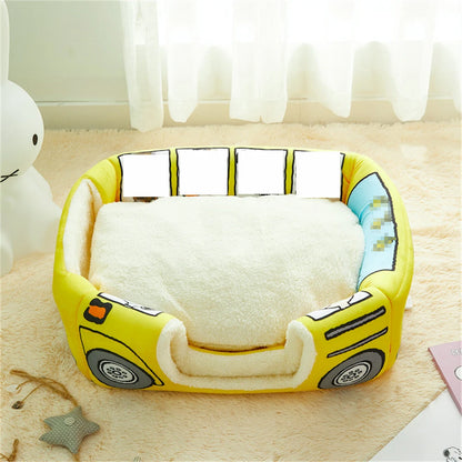 the DOG BUS - Foldable Pet House 2-in-1 Bed for Cat and Small Dogs, Warm Puppy Pads Removable Sofa, Washable Sleeping Kennel, Nest Products Winter