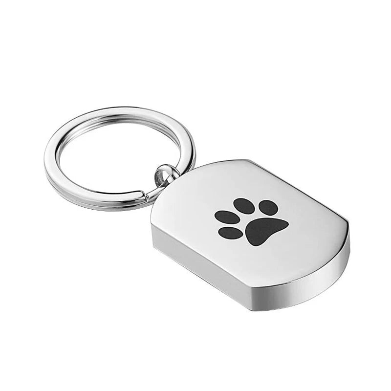 Customized Stainless Steel Dogs Cats Bone Ash Keepsake pet keychain Cremation keyring for Pets Owner Memorial Dropshiping