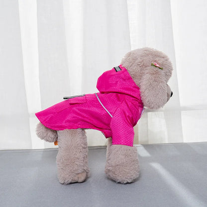 the NEON DOGGY - S-XL Creativity Pets Clothes, Hooded Raincoats Reflective Strip Dogs Raincoats, Waterproof Outdoor Breathable Net Yarn Jackets