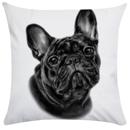French Bulldog Dog Cushion Covers Dog Painting Pillowcase Decorative Pillow Covers Bedroom Sofa Home Decoration 45X45cm Car Seat