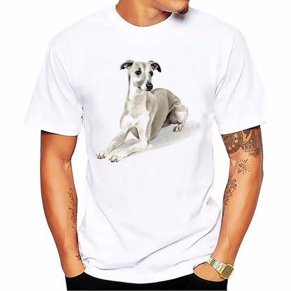 the BRINDLE - Brindle Greyhound Animal Print T-Shirt, Men Dog Lovers Funny T-Shirts, Homme Harajuku Shirt Summer Tops, White T-Shirt Streetwear