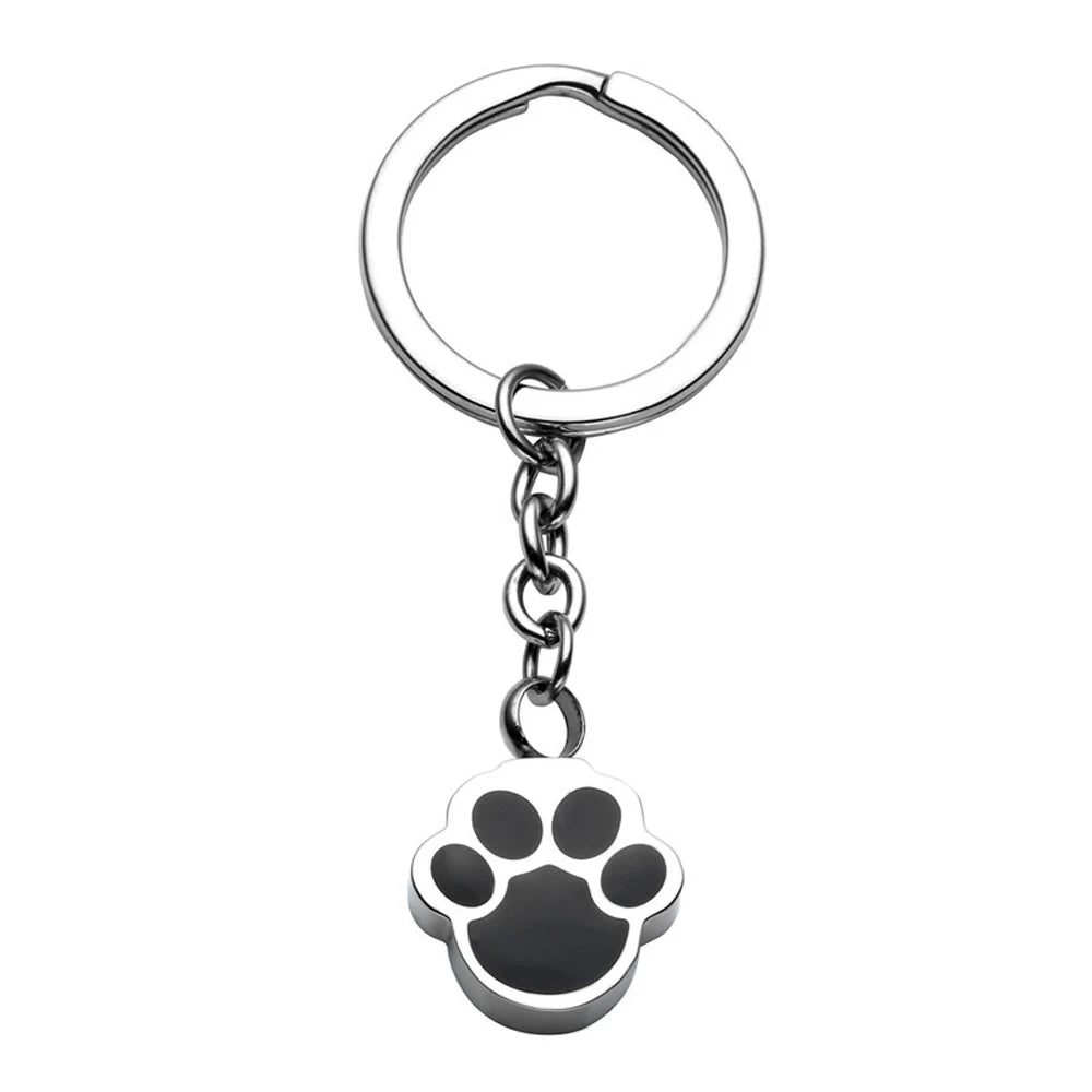 Pet Paw Print Urn Memorial keychain Wholesale Stainless Steel Key ring Memorial Keepsake Ashes Jewelry