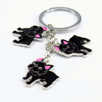 Jewelry French Bulldog Keychain Key Rings For Women Men Metal Pet Dog Pendant Bag Charm Car Key Chains lovely Keyring gifts