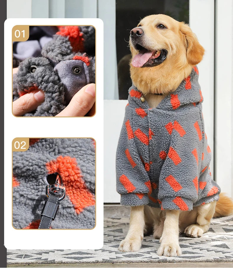 the BIG BEAR WOOL JACKET - HOOPET 3XL-7XL Winter Thick Big Dog Clothes, Lamb's Wool Jacket for Medium/Large Dogs, Windproof Coat, Pet Accessories