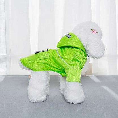 the NEON DOGGY - S-XL Creativity Pets Clothes, Hooded Raincoats Reflective Strip Dogs Raincoats, Waterproof Outdoor Breathable Net Yarn Jackets