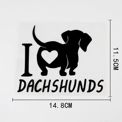 14.8CMX11.5CM Fun I love Dachshunds Vinyl Animal Car Sticker Decal Black/Silver for Dodge sticker