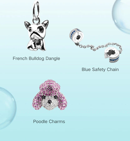 ATHENAIE 925 Sterling Silver Corgi Pet Charms Mixed CZ Yellow Cute Akita Puppy Dog Animal Charms Beads for Bracelet Jewerly