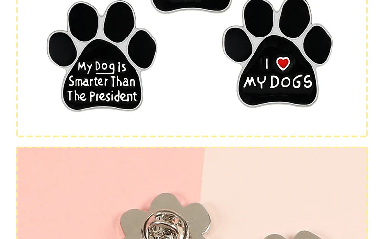I LOVE MY DOGS Paw Brooch Rescued Puppy Pet Cartoon Animal Enamel Pins BackPack Jackets Metal Lapel Pin Cute Badge Jewelry Gift
