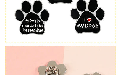 I LOVE MY DOGS Paw Brooch Rescued Puppy Pet Cartoon Animal Enamel Pins BackPack Jackets Metal Lapel Pin Cute Badge Jewelry Gift
