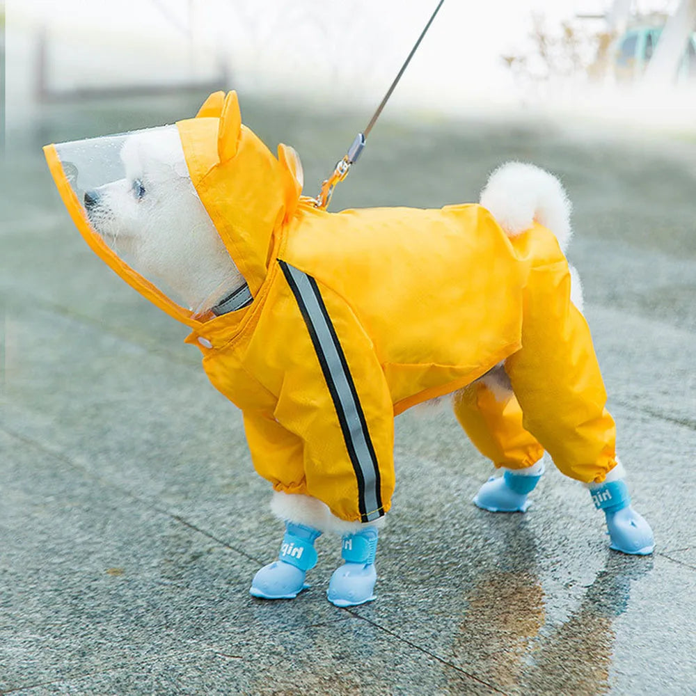 the CUTESY COSTUME - Waterproof Puppy Dog Raincoats, Rain Jacket with Hood for Small/Medium Dogs, Poncho with Reflective Strap, Honeybee Bear Dinosaur Dog Costumes