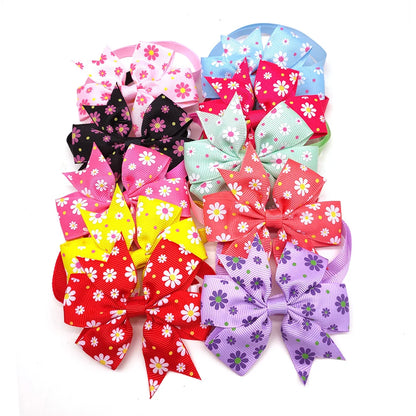the FLOWER DOGGY BOWTIE - 10PCS Pet Dog Bow Tie, Necktie Spring Flower Bowknot, Cat/Dog Bowties, Necktie Adjustable Dog Collar, Pet Grooming Dog Accessories