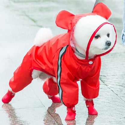 the CUTESY COSTUME - Waterproof Puppy Dog Raincoats, Rain Jacket with Hood for Small/Medium Dogs, Poncho with Reflective Strap, Honeybee Bear Dinosaur Dog Costumes