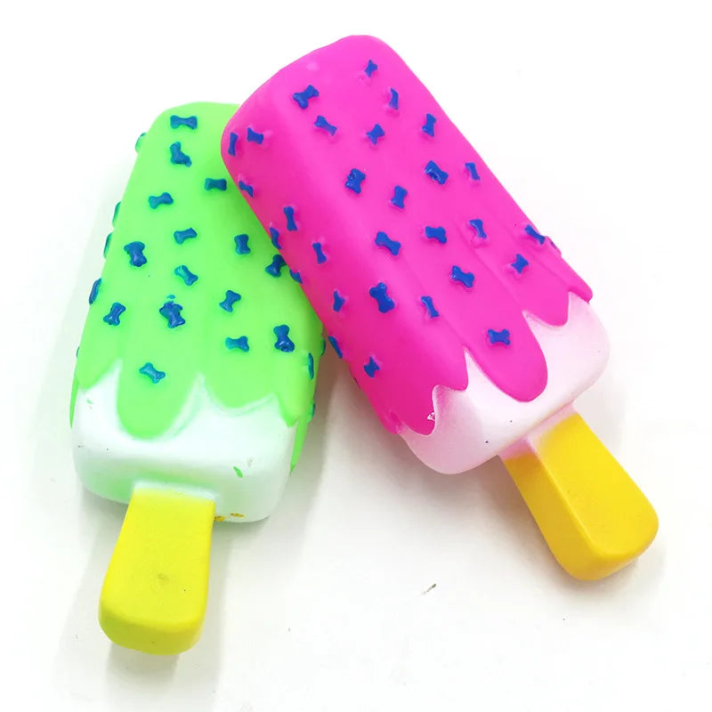 Cleaning Teeth Dog Chewing Toy Ice Cream Squeak Rubber Pet Dog Puppy Playing Pet Toy for Dogs Squeaker Dogs Squeaky Sound Toys