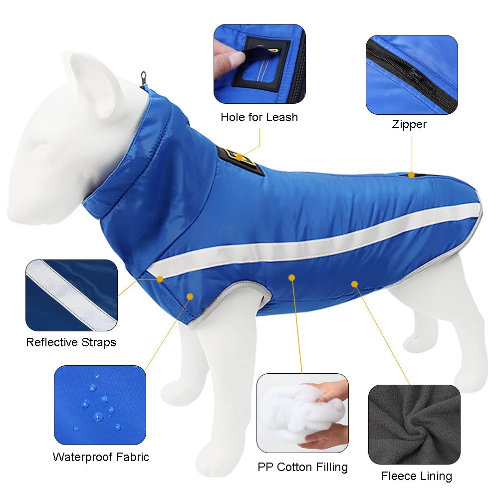 CDDMPET Winter Pet Jacket Warm Fleece Lining Clothes For Large Dogs Big Dog Coat Waterproof French Bulldog Pug Costume Labrador