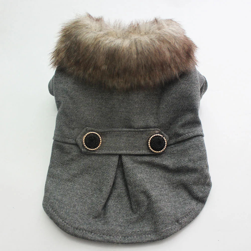 Boy Dog Cat Suit Coat Hoodie Pet Puppy Coat Jacket Fur Collar Windbreaker Clothes Apperal 5 sizes