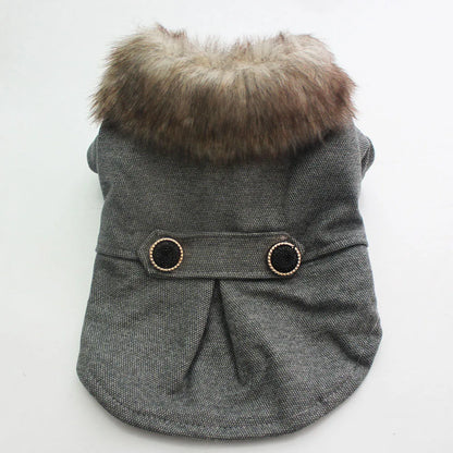 Boy Dog Cat Suit Coat Hoodie Pet Puppy Coat Jacket Fur Collar Windbreaker Clothes Apperal 5 sizes