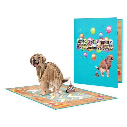 Funny Labrador Feces 3D Birthday Cards Gift with Envelope Creative 3D Dog Greeting Card Colorful Pet Birthday Card with Blessing