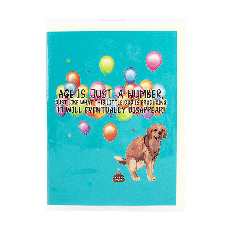 Funny Labrador Feces 3D Birthday Cards Gift with Envelope Creative 3D Dog Greeting Card Colorful Pet Birthday Card with Blessing