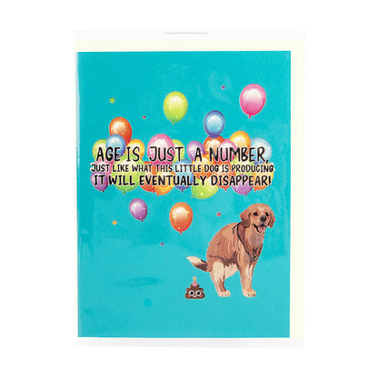 Funny Labrador Feces 3D Birthday Cards Gift with Envelope Creative 3D Dog Greeting Card Colorful Pet Birthday Card with Blessing
