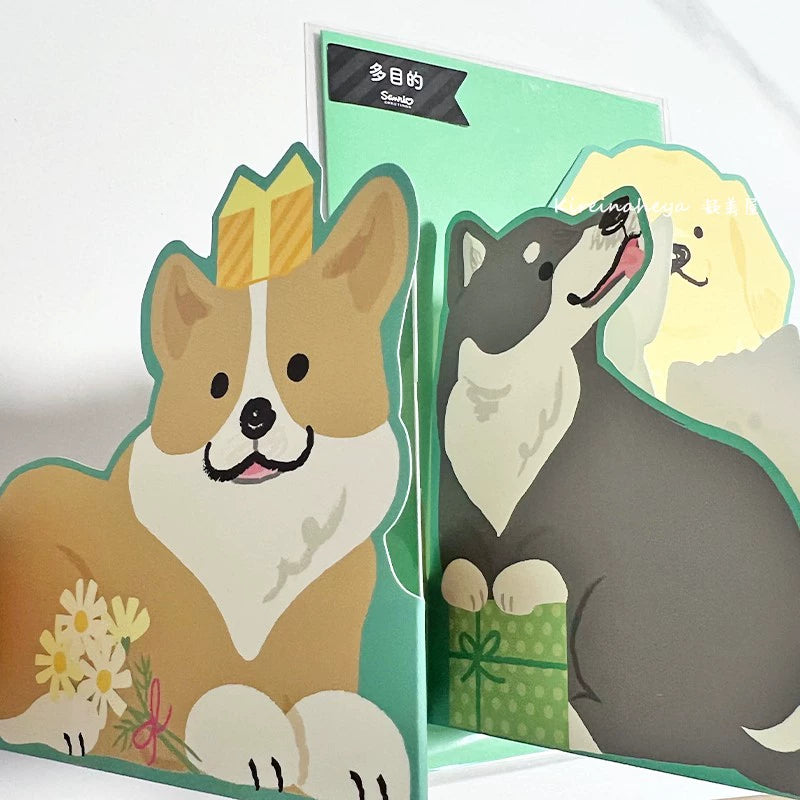 Dog Cat 3D Greeting Card Japan Creative Decoration Card Carton Cat Birthday Gift Girlfriend ins Cute Blessing Card