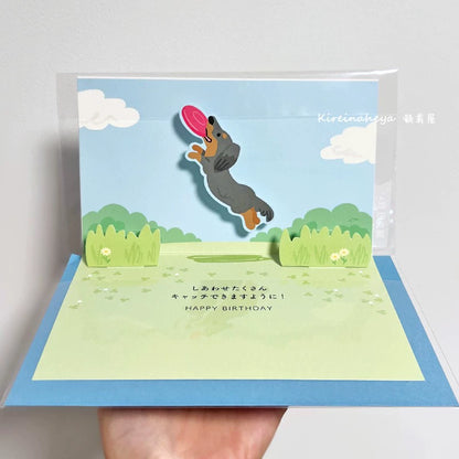 Dog Cat 3D Greeting Card Japan Creative Decoration Card Carton Cat Birthday Gift Girlfriend ins Cute Blessing Card